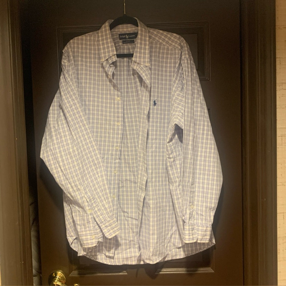 Ralph Lauren Men's Light Blue Plaid Shirt